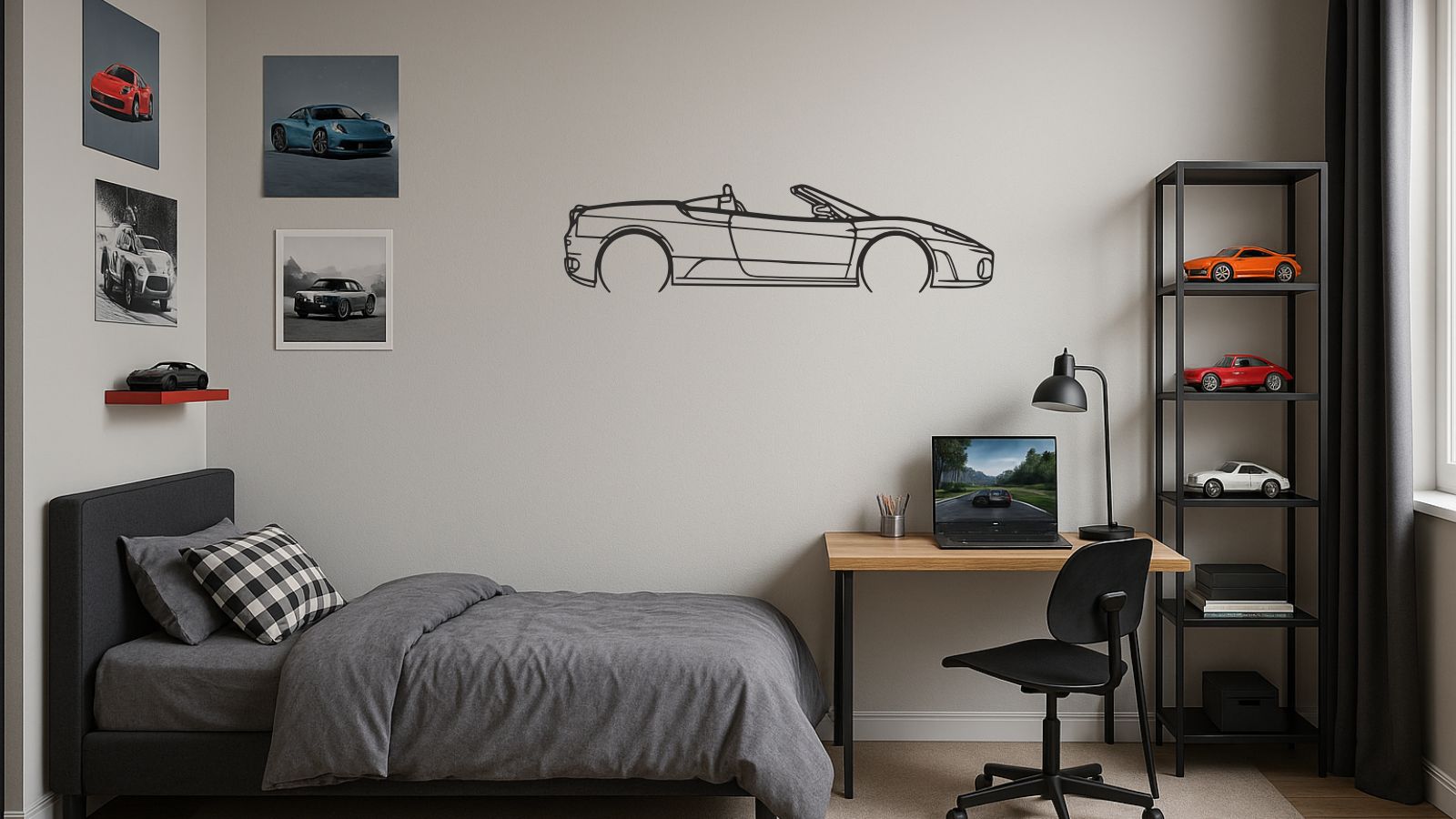 Ferrari F430 Spider – Découpe murale en acier