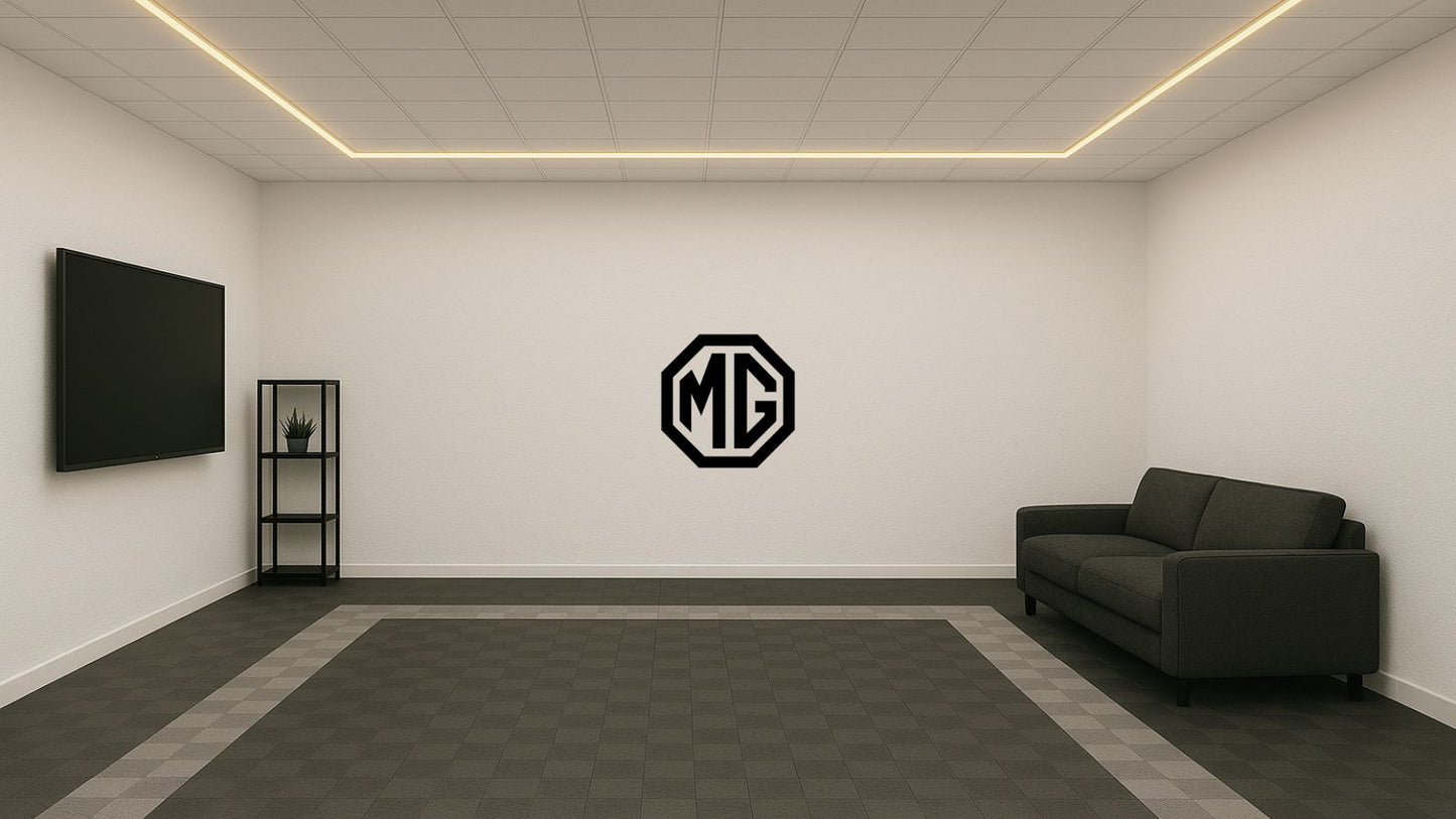 Logo MG – Découpe murale en acier