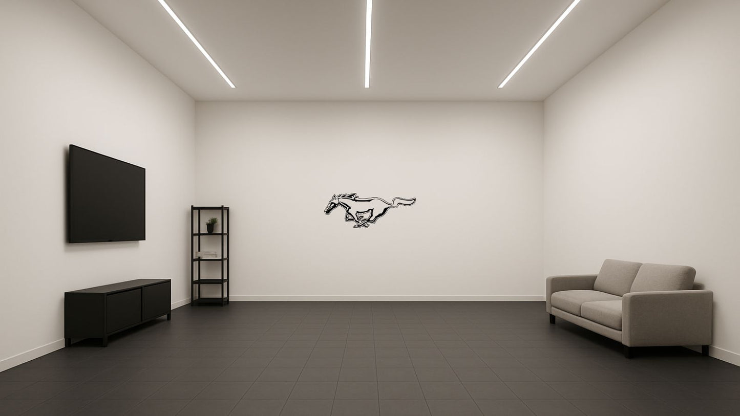 Logo Mustang – Découpe murale en acier