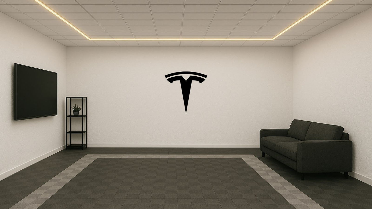 Logo Tesla – Découpe murale en acier