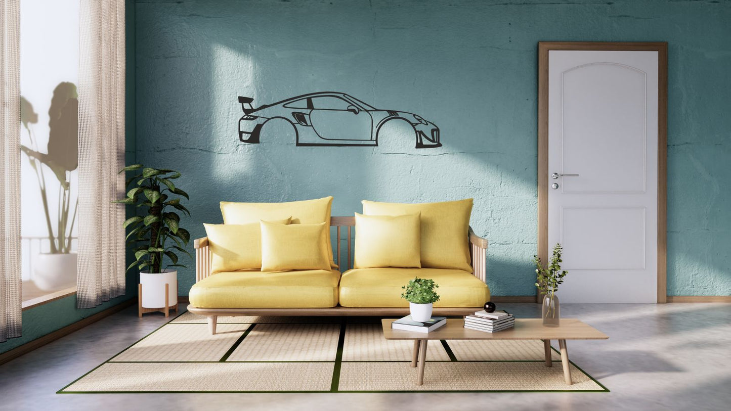 Porsche 911 GT2 – Découpe murale en acier