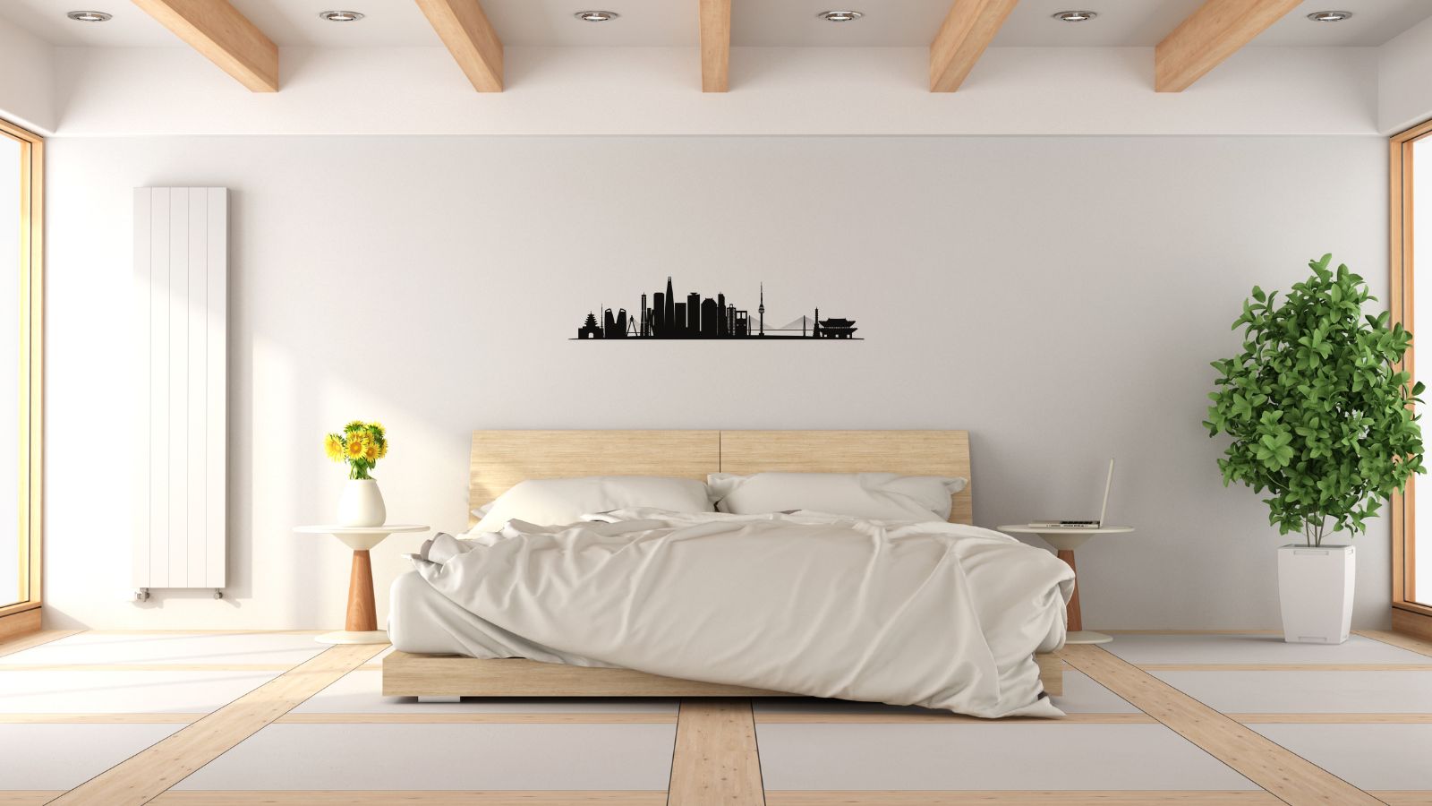 Skyline de Séoul – Découpe murale en acier