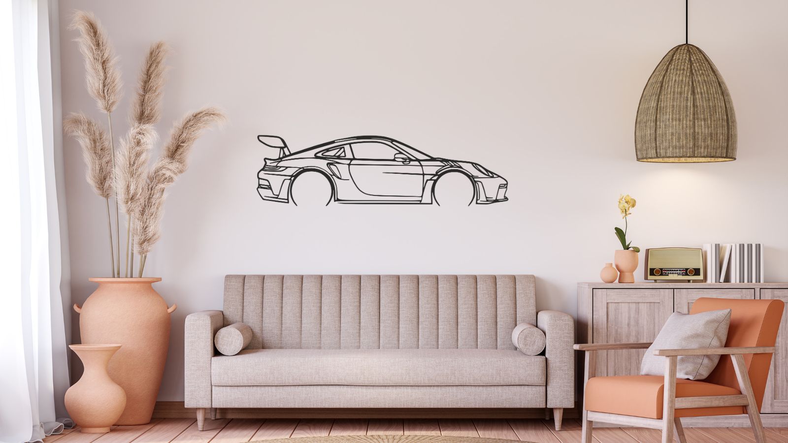 Porsche 911 GT3 RS en métal – Silhouette déco pour passionnés de sport automobile