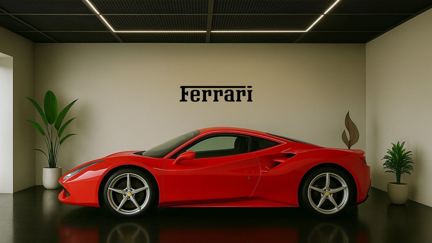 Logo Ferrari mural en métal – Décoration murale pour passionnés d’automobile