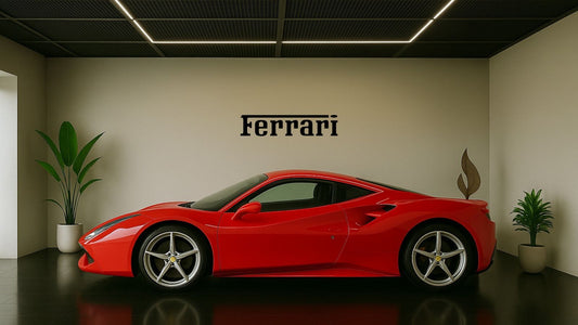 Logo Ferrari mural en métal – Décoration murale pour passionnés d’automobile