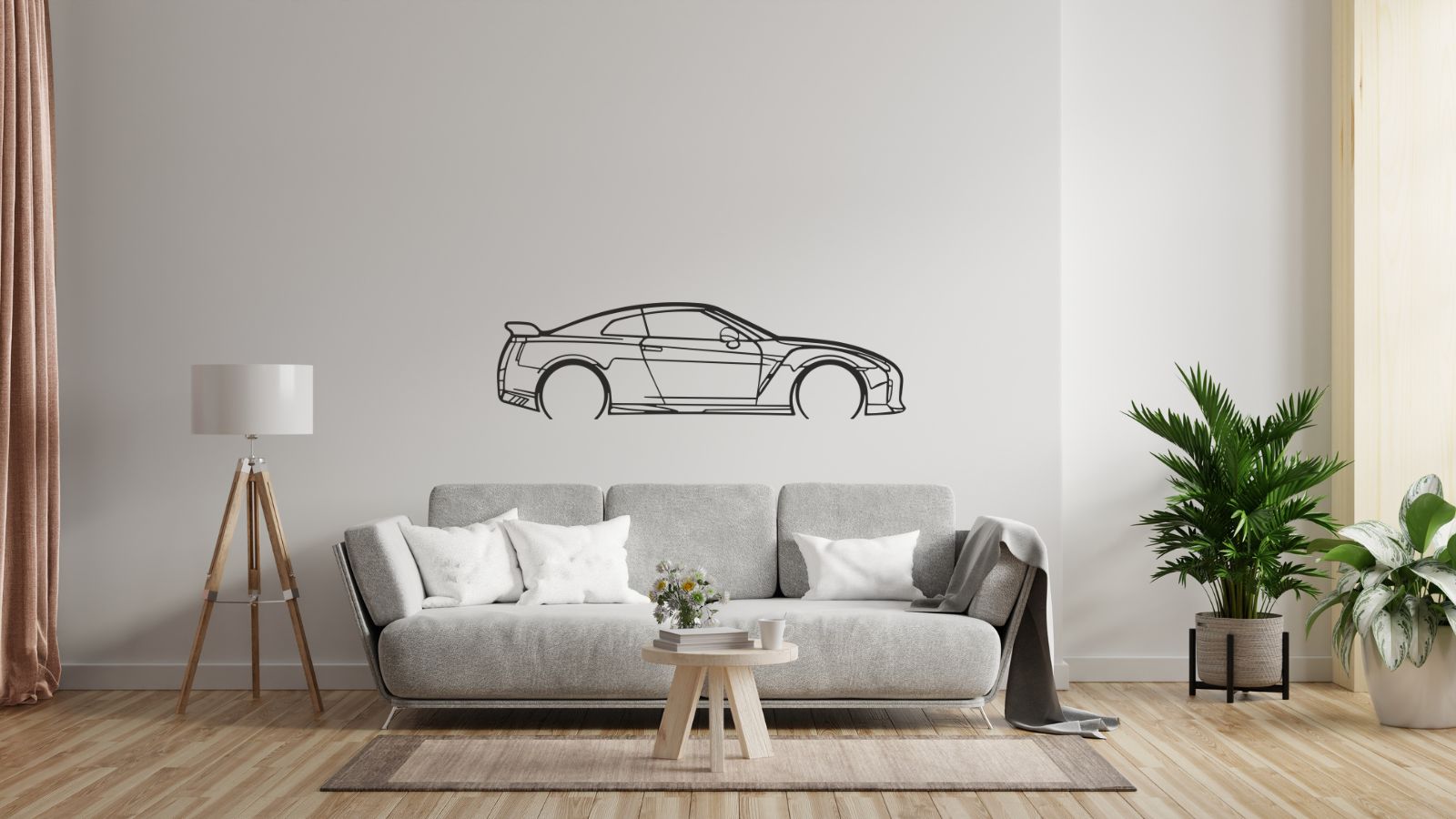 Nissan GTR Découpe laser Plaque murale Nissan GT-R R35 en métal – Décoration murale sportive et japonaise de caractère