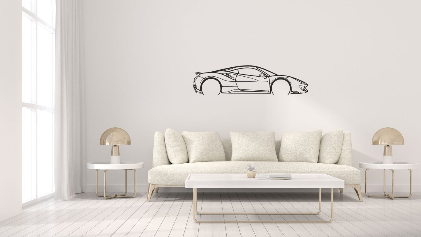 Ferrari 488 Pista – Découpe murale en acier