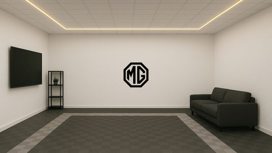 Logo MG – Découpe murale en acier