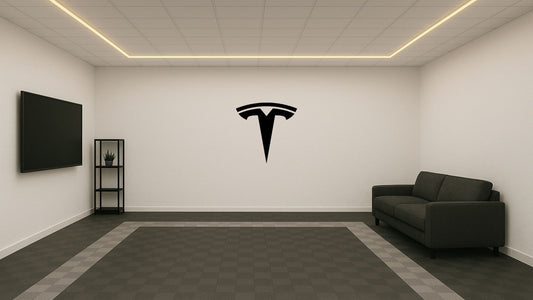 Logo Tesla – Découpe murale en acier